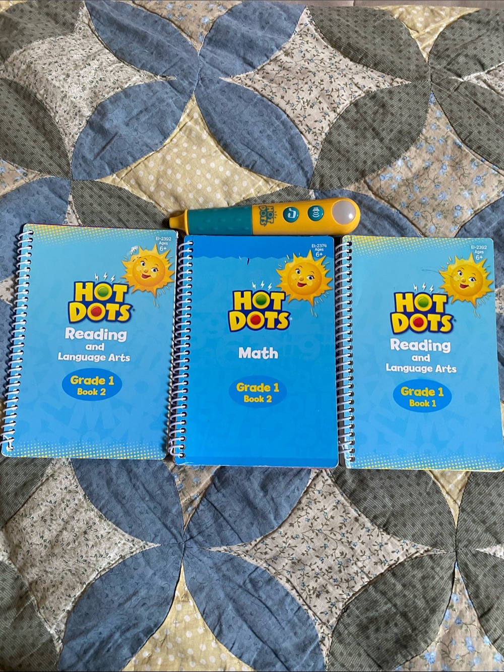 Hot Dots Grade 1 Reading & Math Interactive Set with Blue/Yellow Pen
